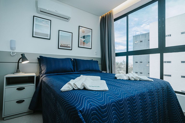 Studio moderno c/ piscina rooftop perto da praia