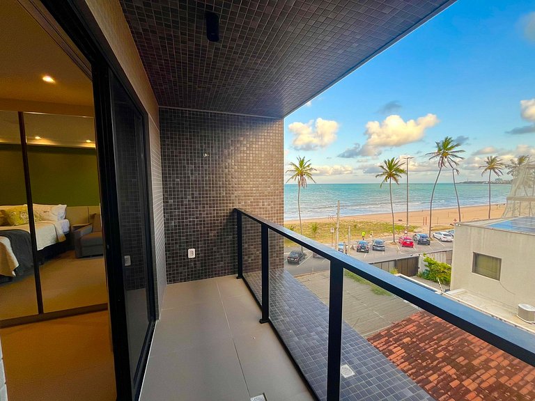 Apto com Varanda e Vista Mar no Beach Haus