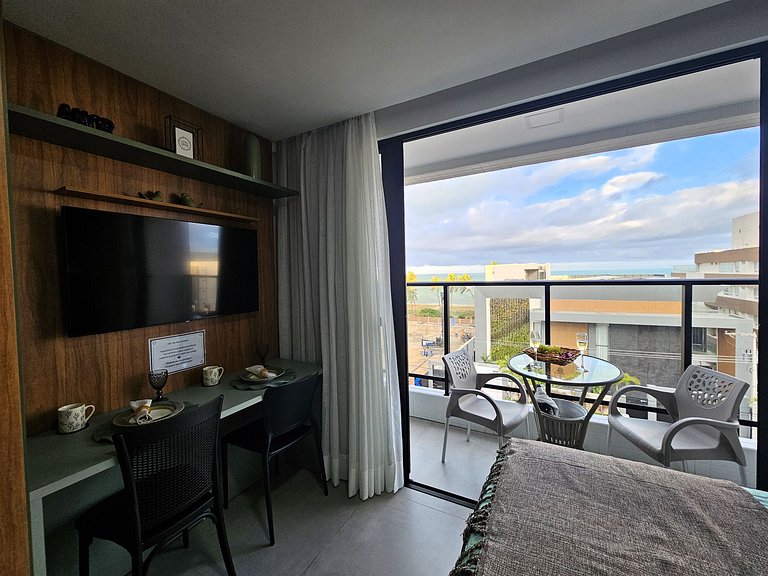 Studio fantástico com varanda e vista para o mar
