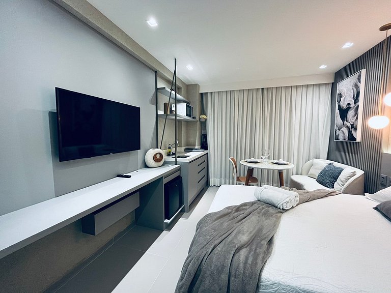 Lindo Studio à Beira Mar com Área Externa