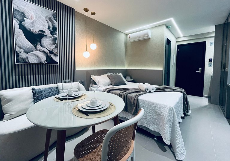 Lindo Studio à Beira Mar com Área Externa