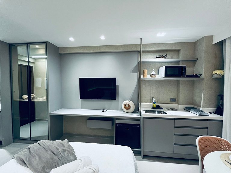 Lindo Studio à Beira Mar com Área Externa