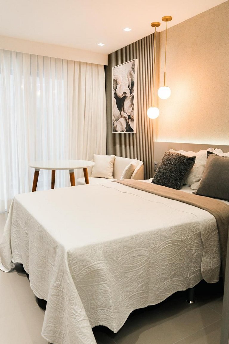 Lindo Studio à Beira Mar com Área Externa