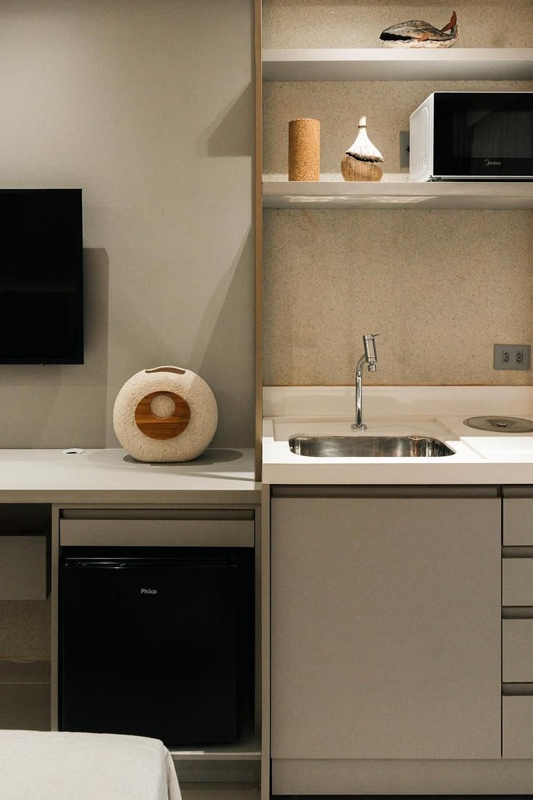 Lindo Studio à Beira Mar com Área Externa