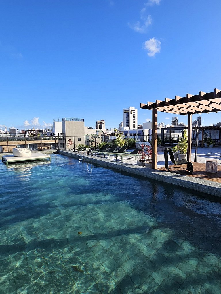 Flat "pé na areia" com Jacuzzi e Vista Mar