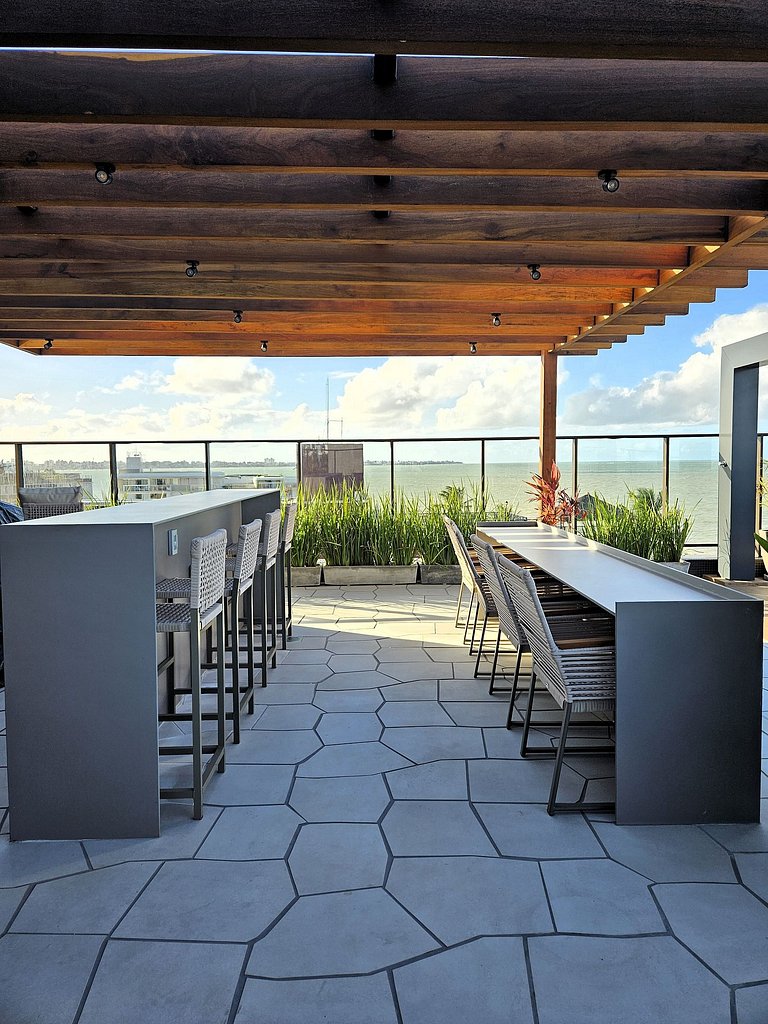 Flat "pé na areia" com Jacuzzi e Vista Mar