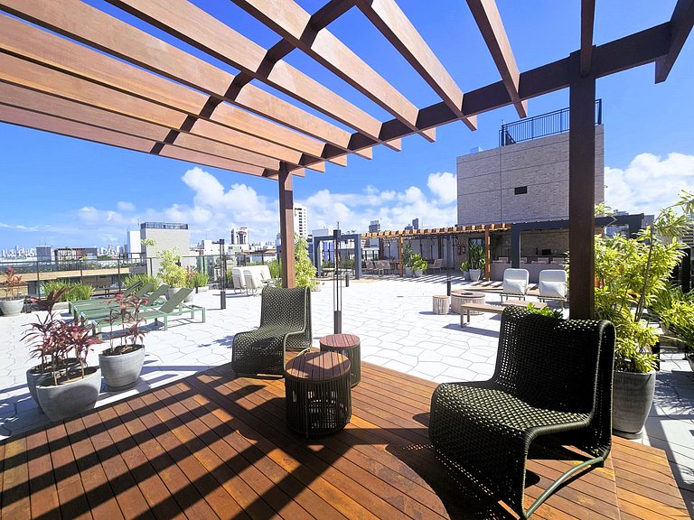 Studio com Varanda e Vista-Mar