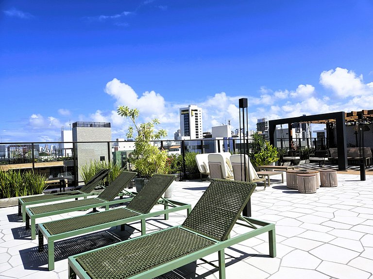 Studio com Varanda e Vista-Mar