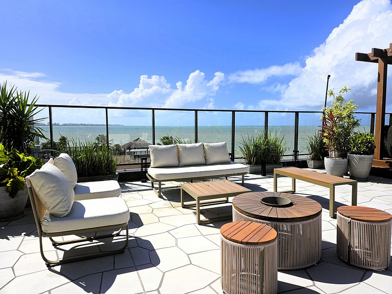 Flat "pé na areia" com Jacuzzi e Vista Mar