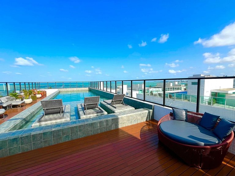Flat com Varanda e Vista Mar no Get by Side
