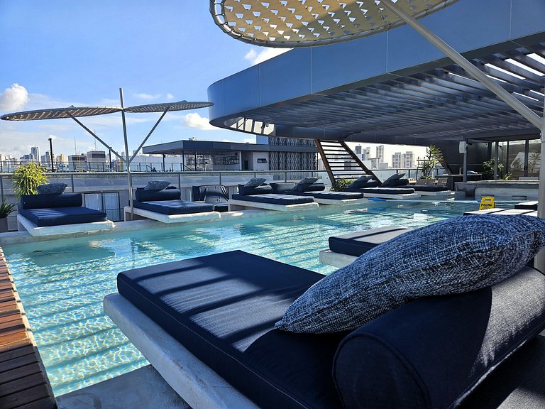 Flat Setai Aquamaris – estilo resort a Beira-Mar