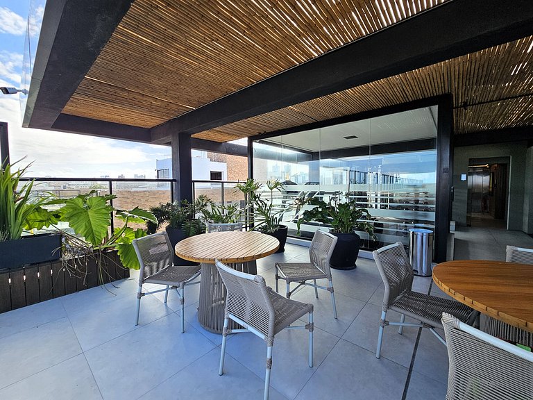 Flat "Pé na areia" com Varanda e Vista Mar