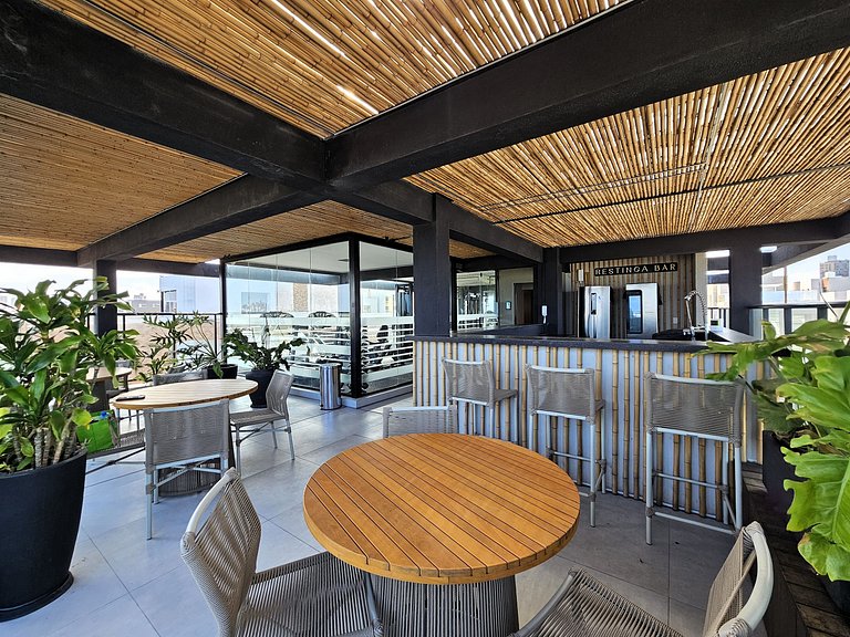 Flat "Pé na areia" com Varanda e Vista Mar