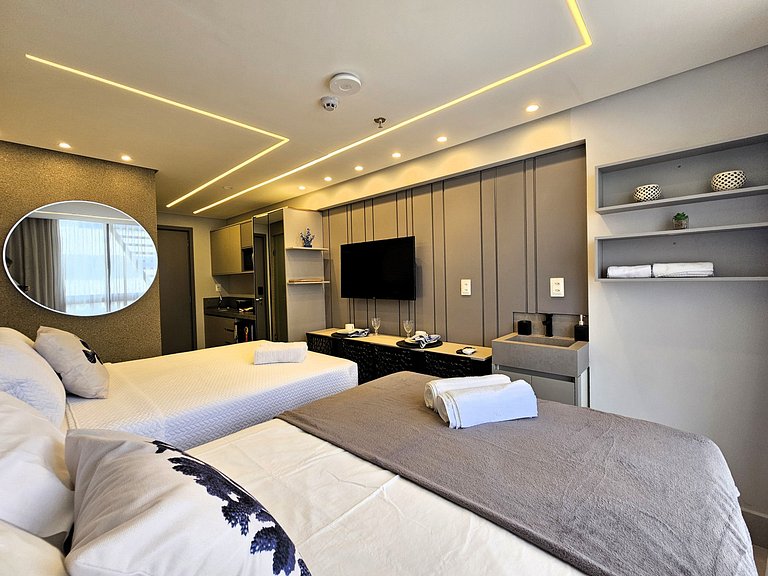 Flat "pé-na-areia" estilo Resort