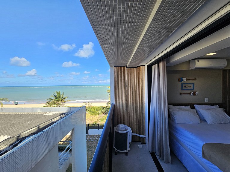 Flat "Pé na areia" com Varanda e Vista Mar