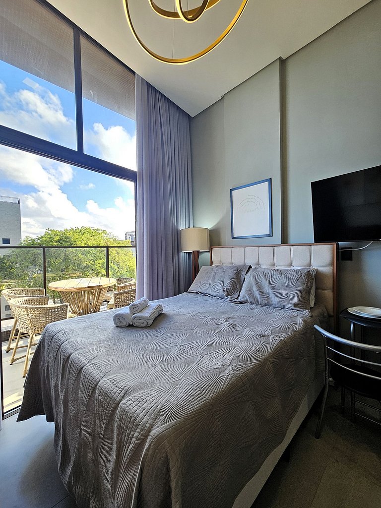 Studio com Varanda e Vista-Mar