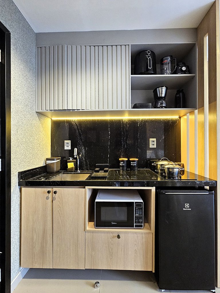 Lindo Studio à Beira Mar com Área Externa