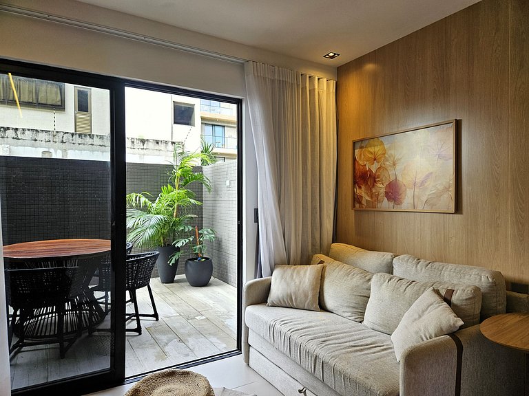 Lindo Studio à Beira Mar com Área Externa