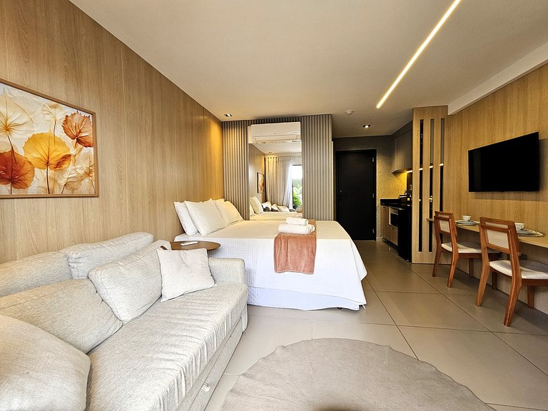 Lindo Studio à Beira Mar com Área Externa