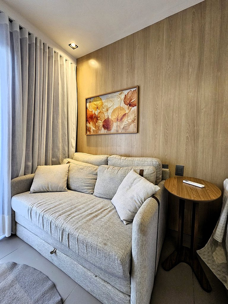 Lindo Studio à Beira Mar com Área Externa
