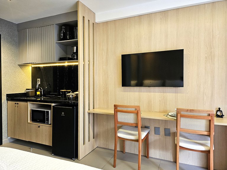 Lindo Studio à Beira Mar com Área Externa