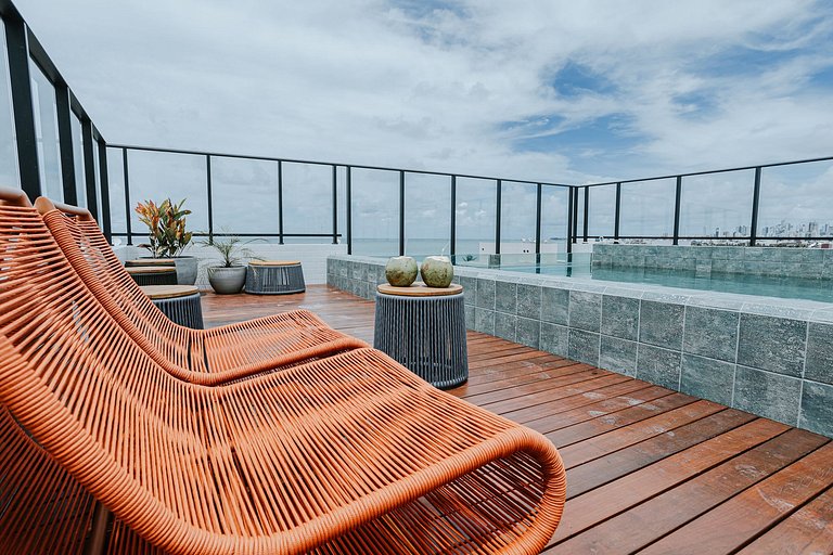 Flat no Get One - 50 metros da praia